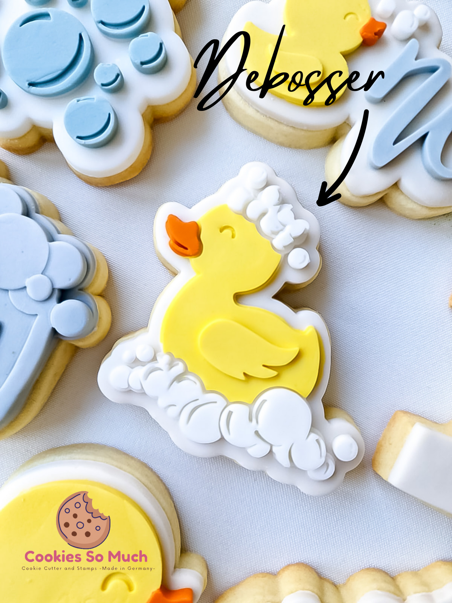 Entlein mit Seifenblasen debosser und cutter