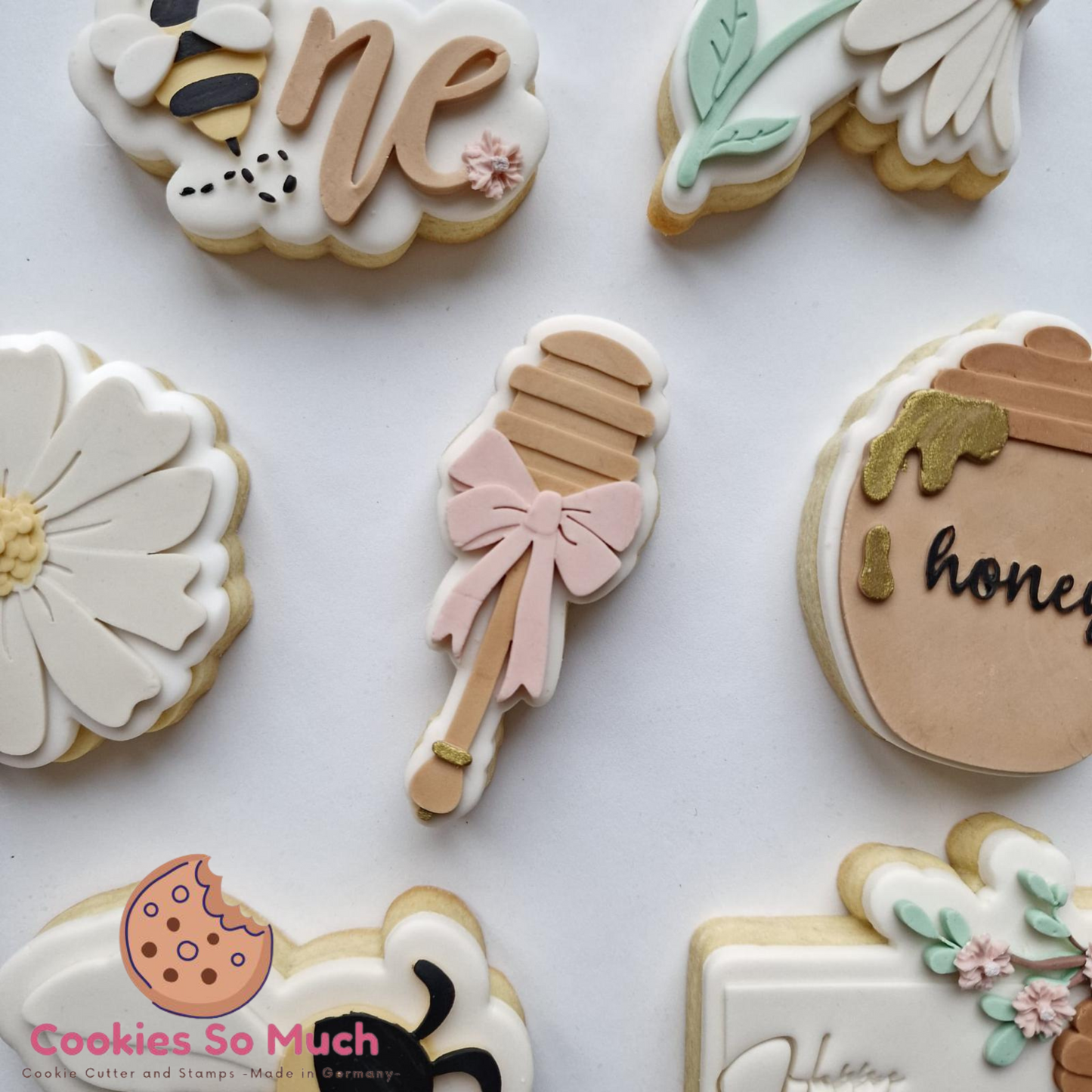 Honiglöffel mit schleife debosser und ausstecher