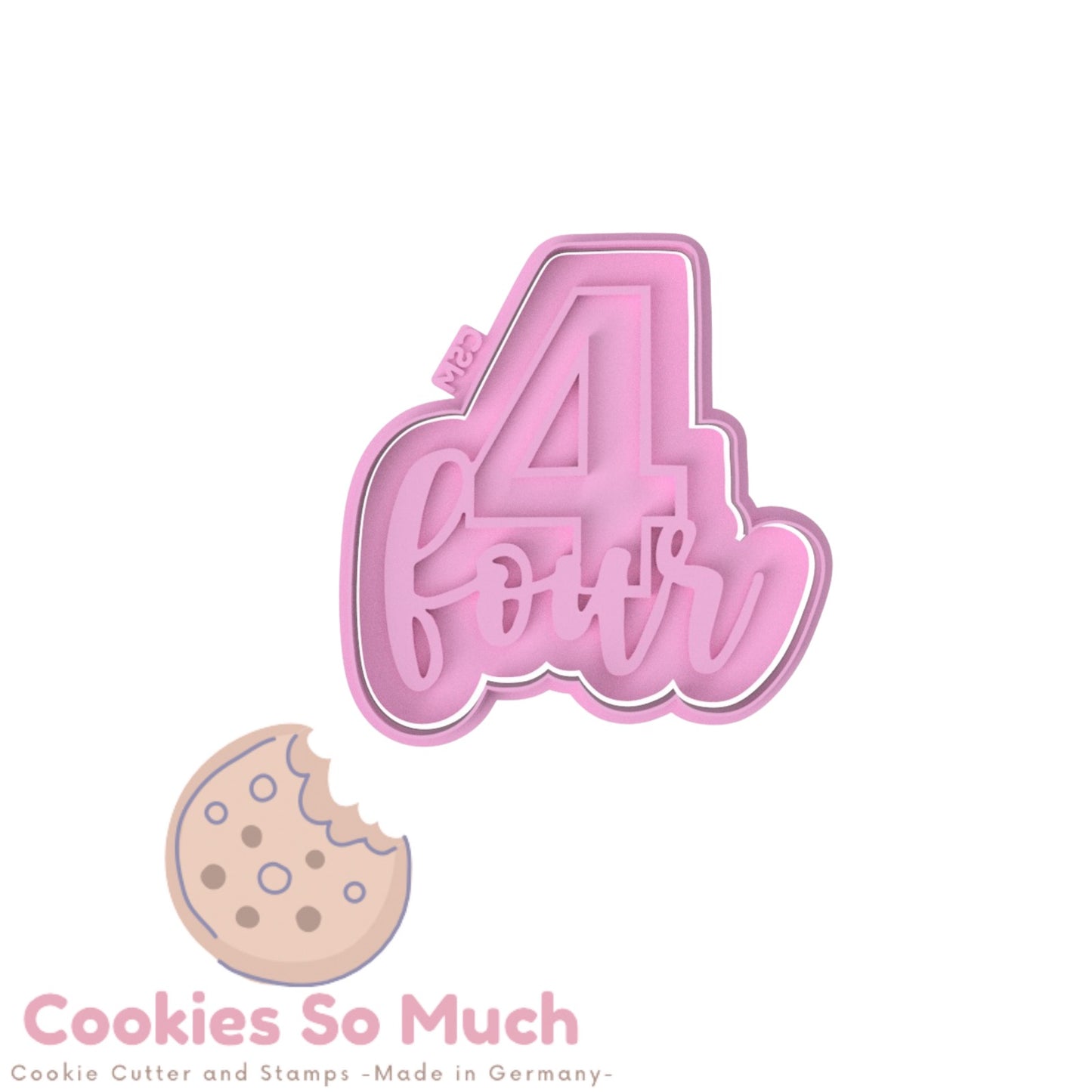 Zahl 4 handgeschrieben four Stempel & Ausstecher