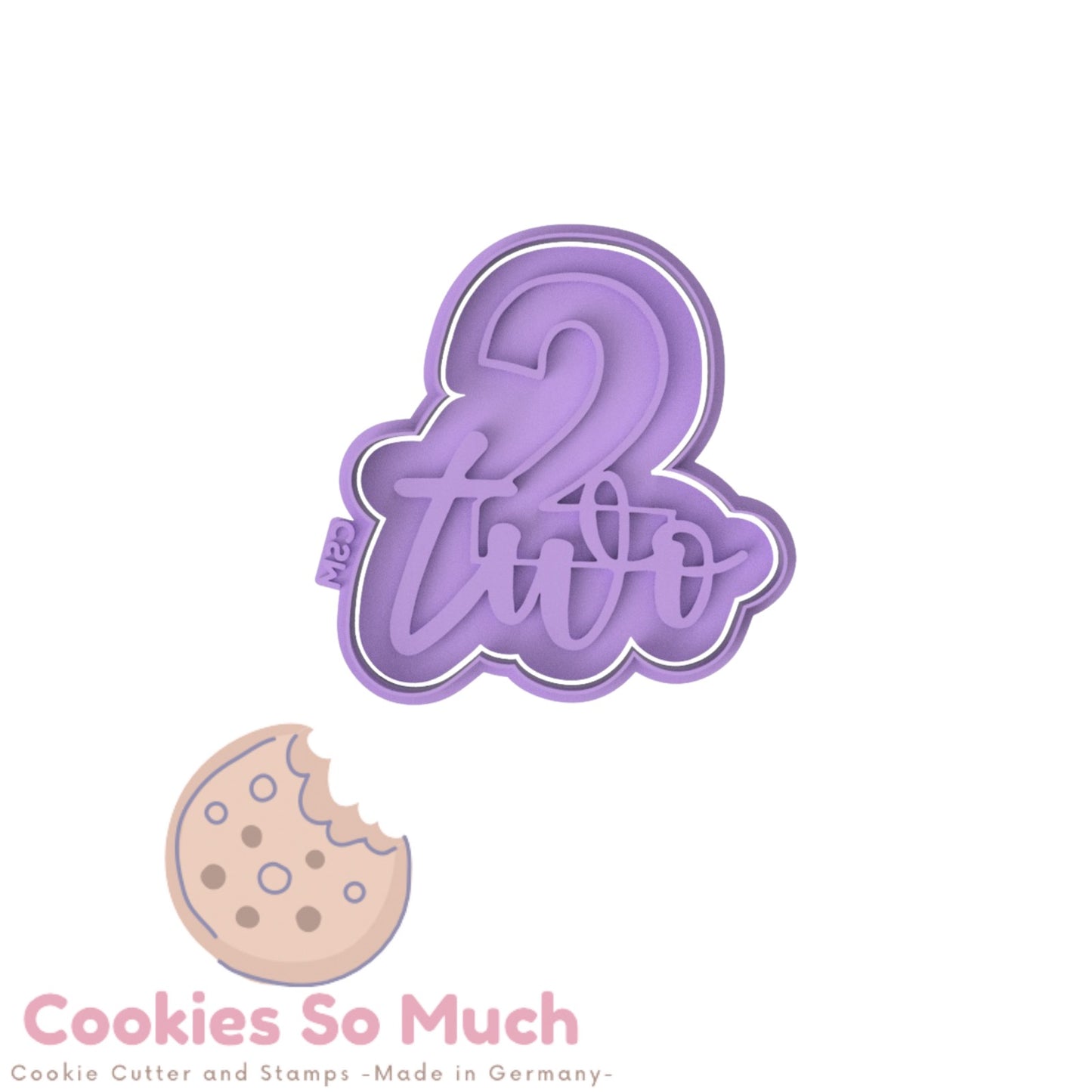 Zahl 2 handgeschrieben two Stempel & Ausstecher