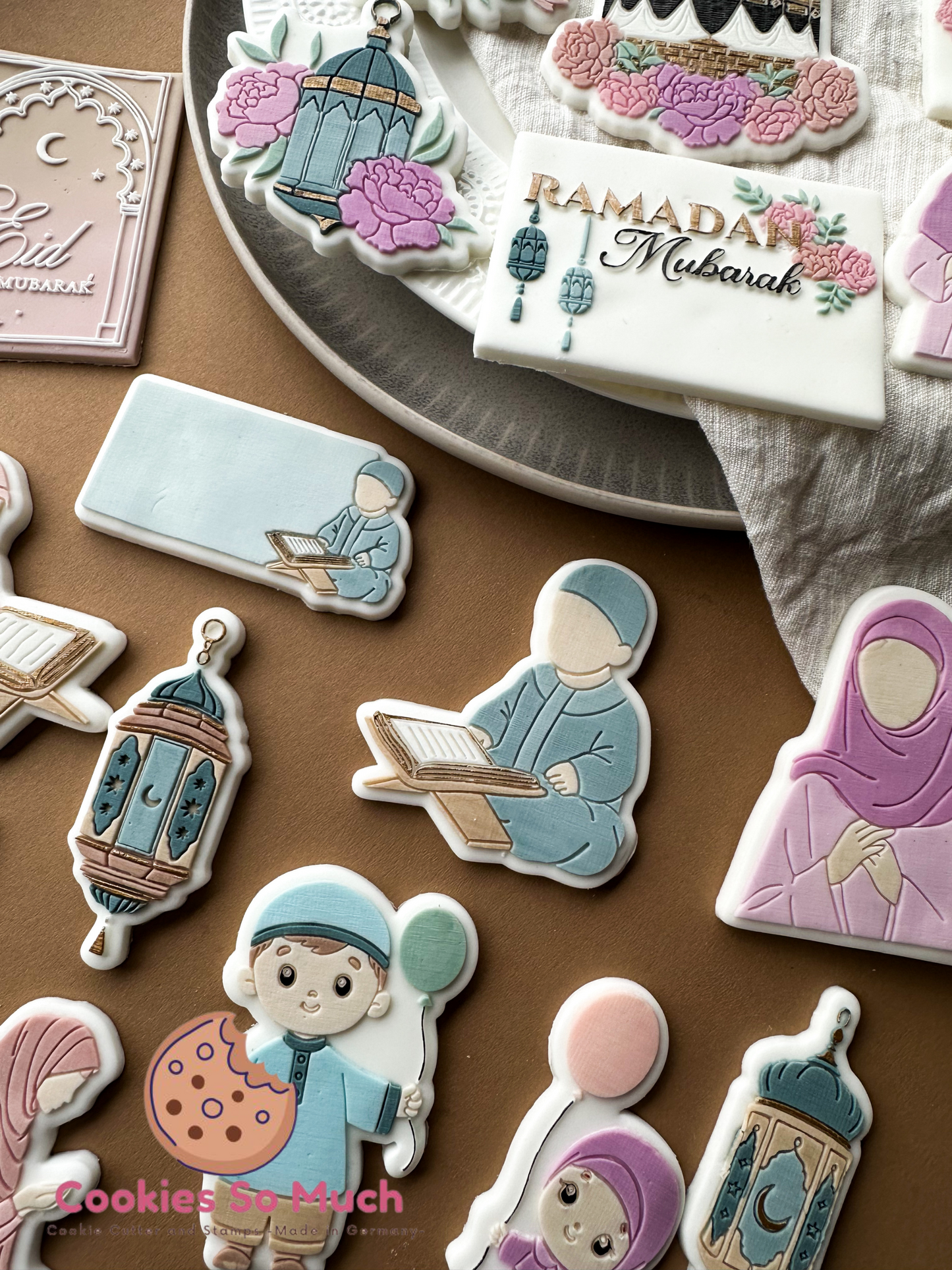 Eid Mubarak in orientalischer Rahmen acryl debosser und ausstecher