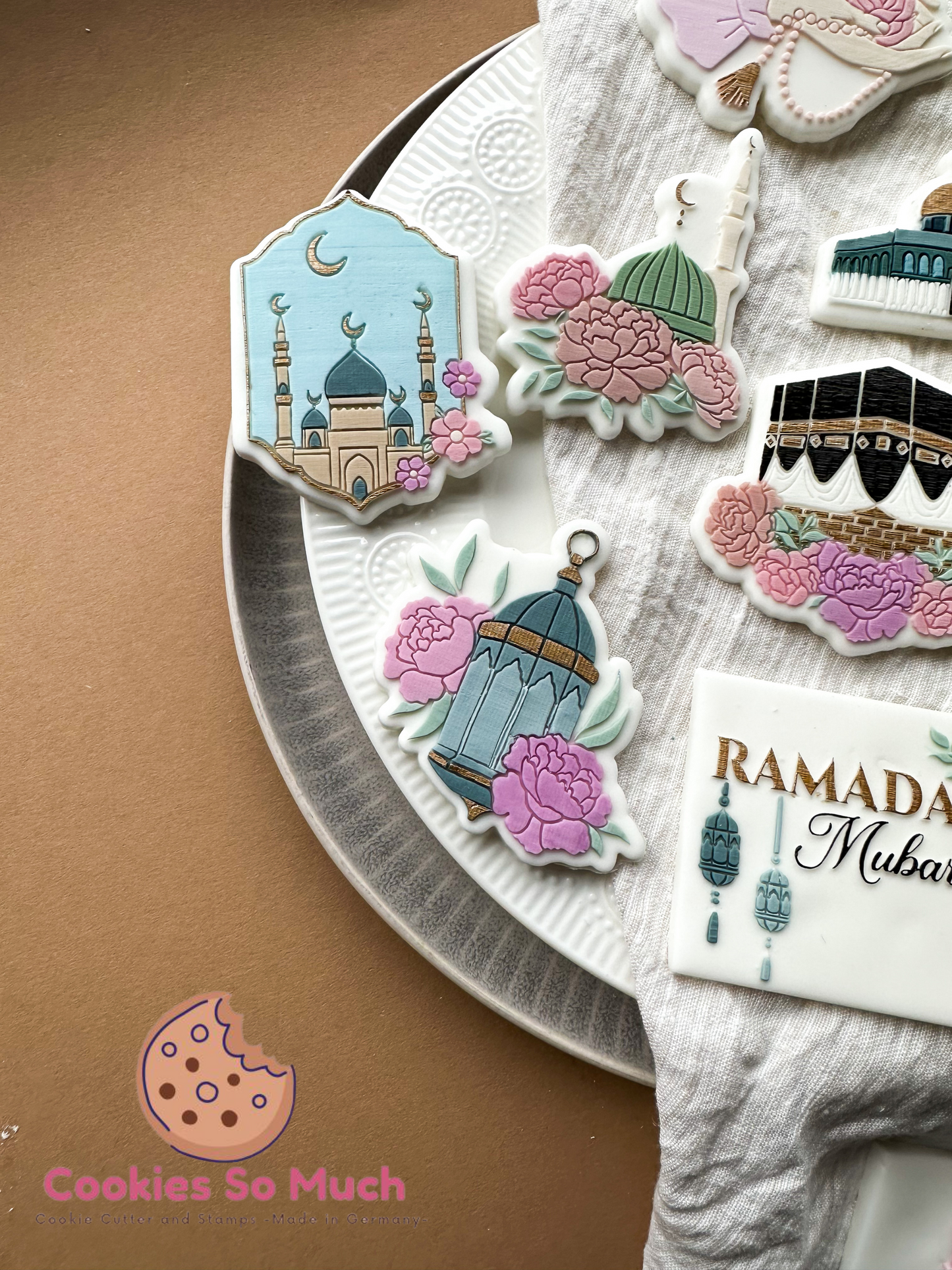 moschee in orientalischer rahmen blumen acryl debosser und ausstecher
