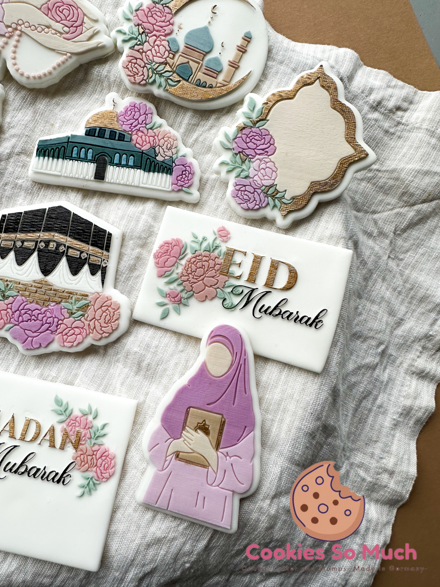 Halbmond Moschee mit Blumen acryl debosser und ausstecher