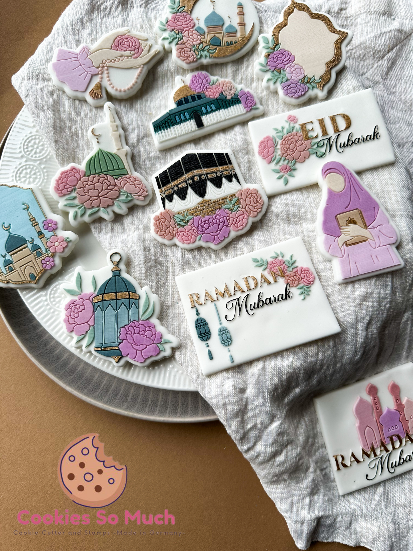 Halbmond Moschee mit Blumen acryl debosser und ausstecher