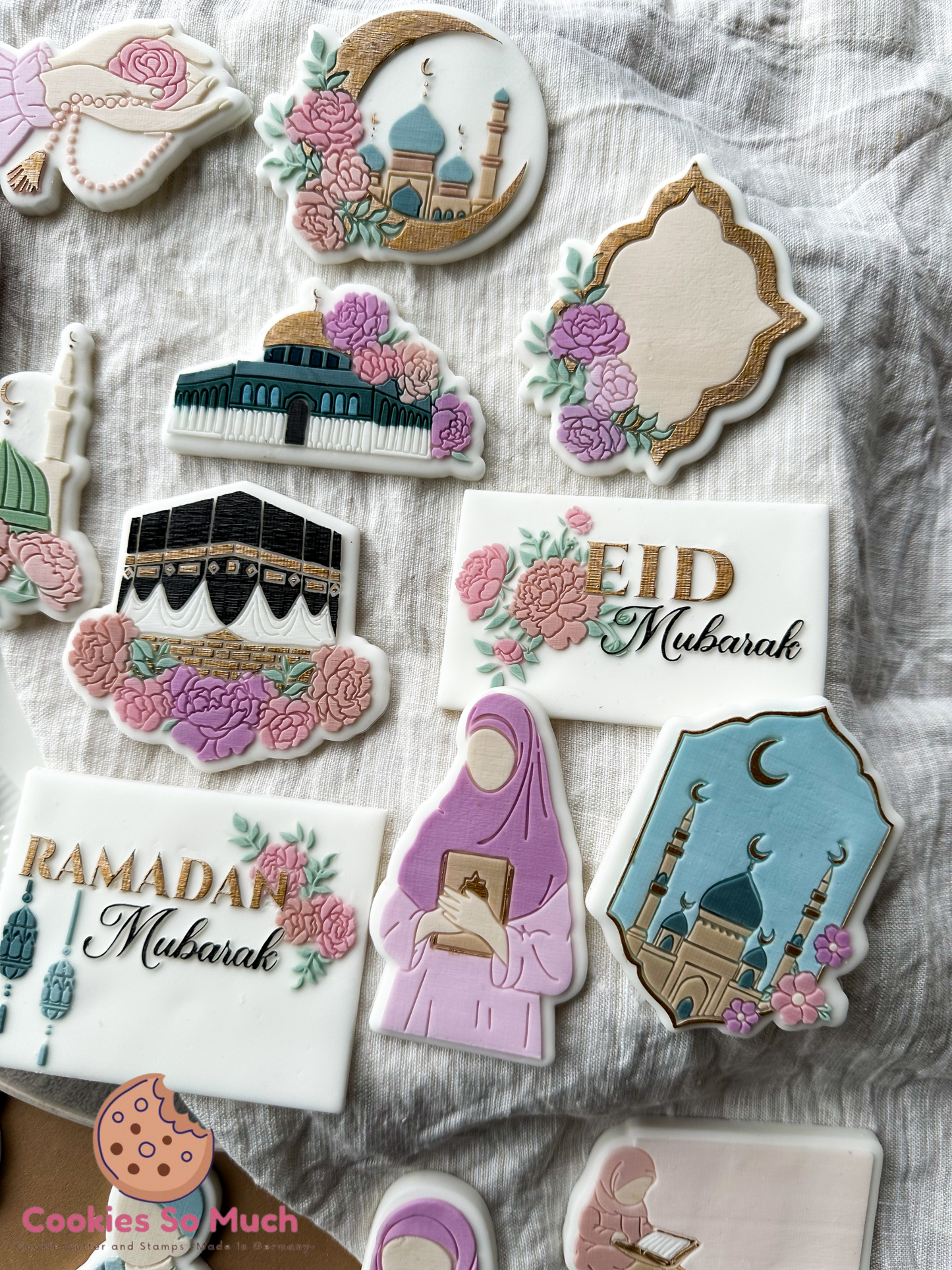 Halbmond Moschee mit Blumen acryl debosser und ausstecher