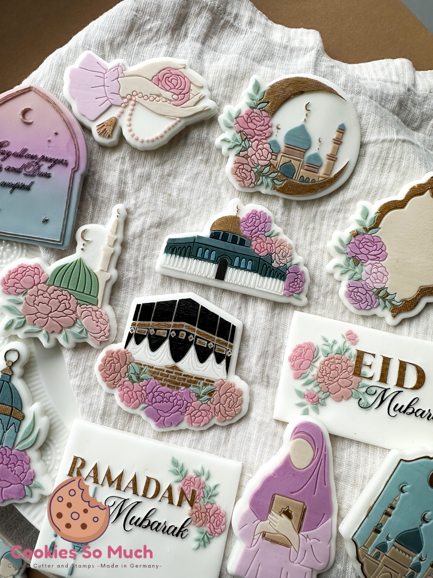 Halbmond Moschee mit Blumen acryl debosser und ausstecher