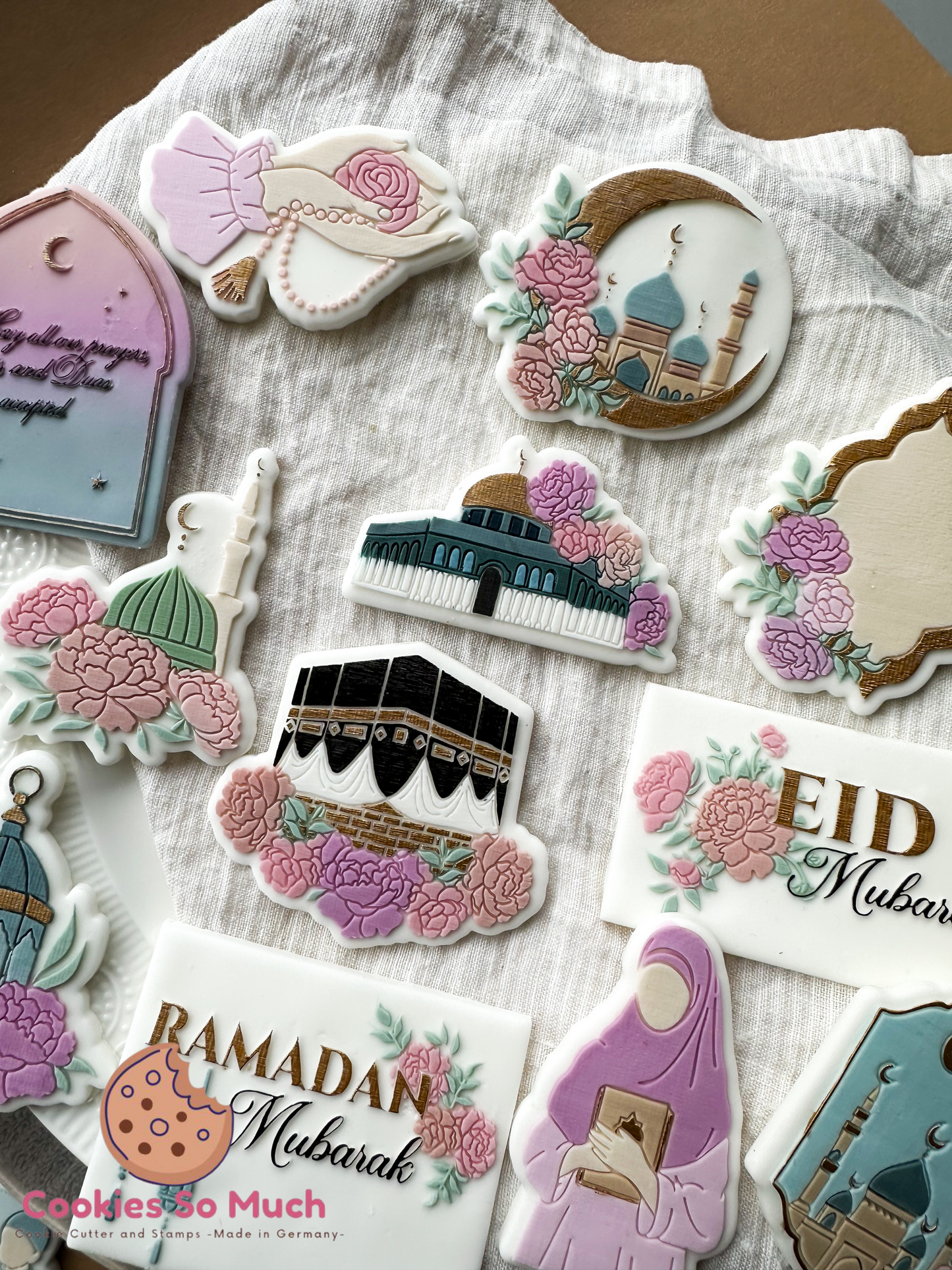 Halbmond Moschee mit Blumen acryl debosser und ausstecher