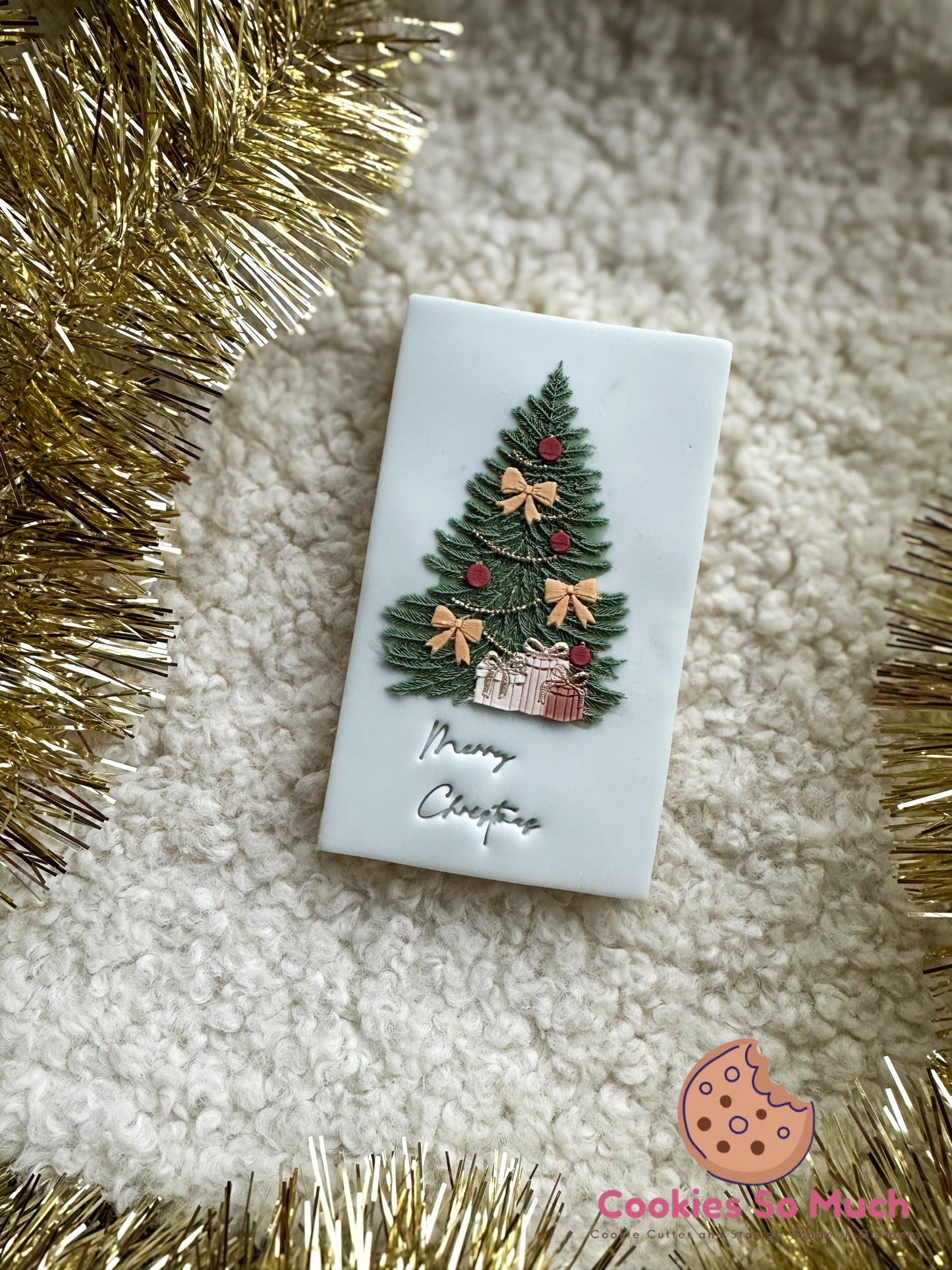 Weihnachtsbaum mit Geschenken Acryl debosser und ausstecher