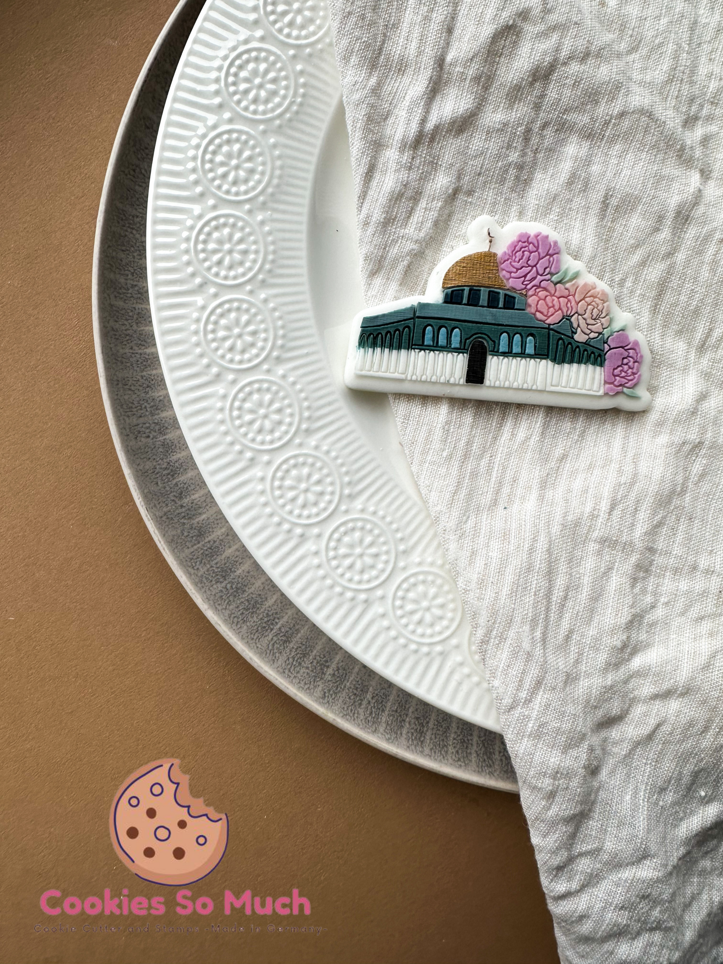 al-Aqsa-Moschee mit Blumen acryl debosser und ausstecher