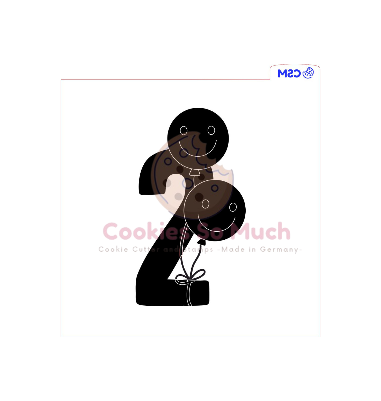 Zahl 2 mit Smiley ballons acryl debosser + ausstecher