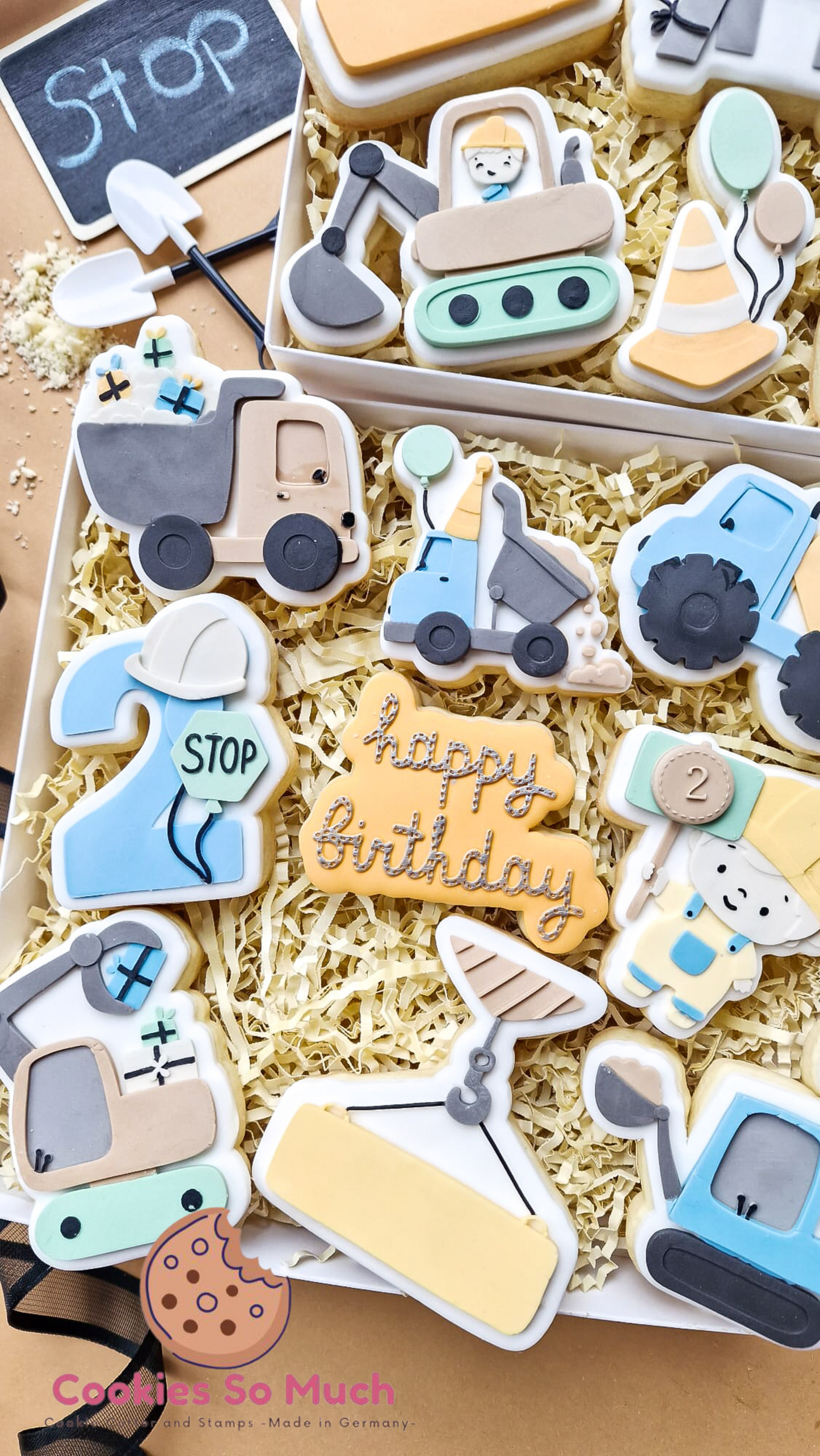 Baustellen Junge mit Schild Model 2 debosser und ausstecher