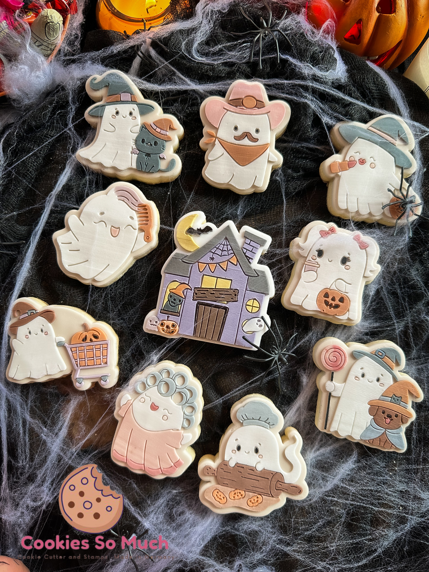 Geist backt Halloween kekse acryl debosser und ausstecher