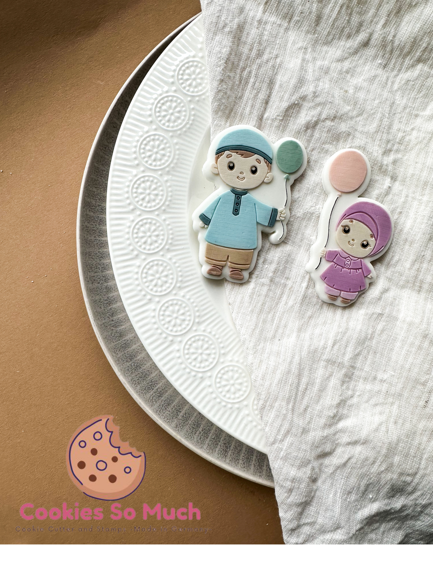 muslimisches Mädchen mit Ballon acryl debosser und ausstecher