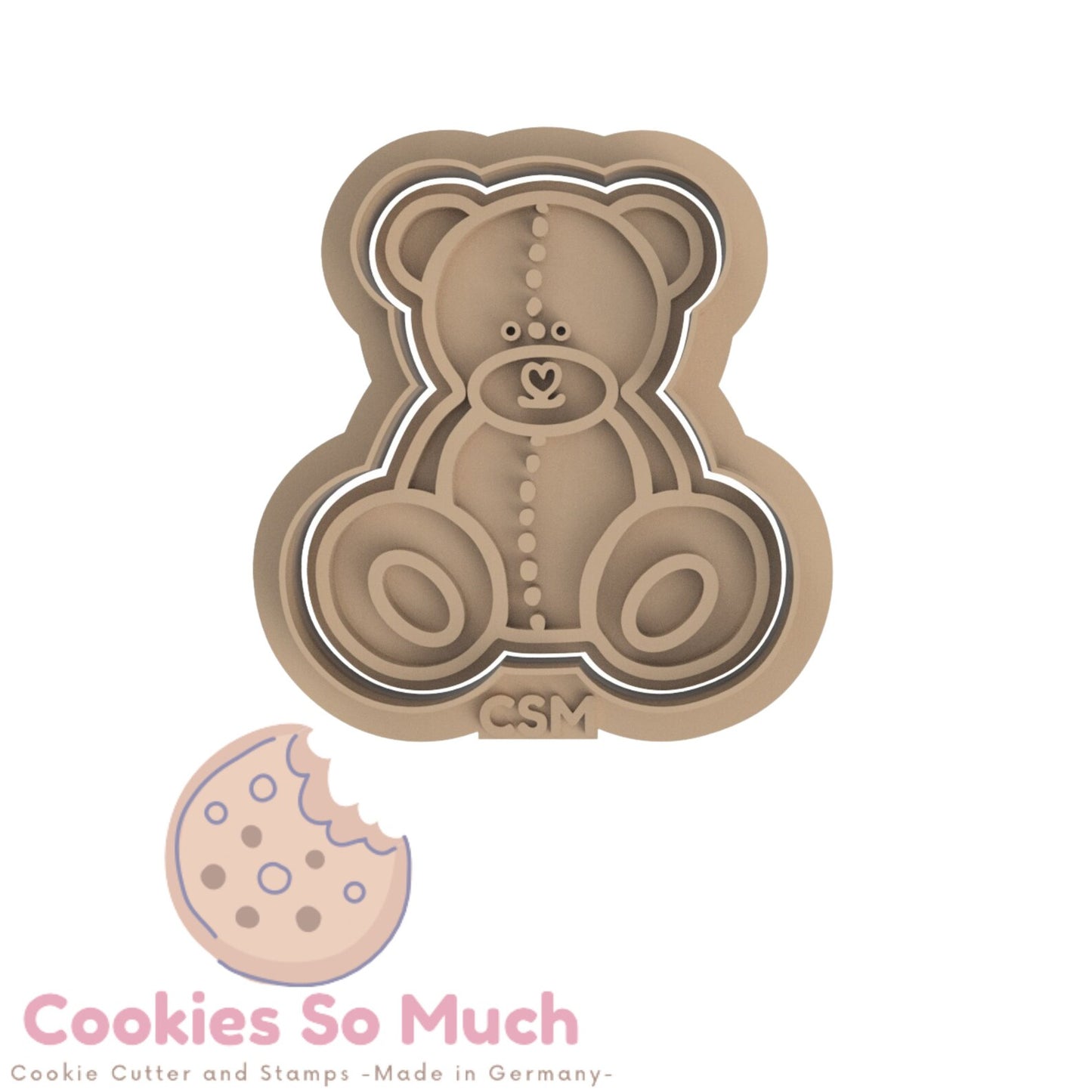 süsser Teddybär Stempel und Ausstecher, acryl debosser und ausstecher