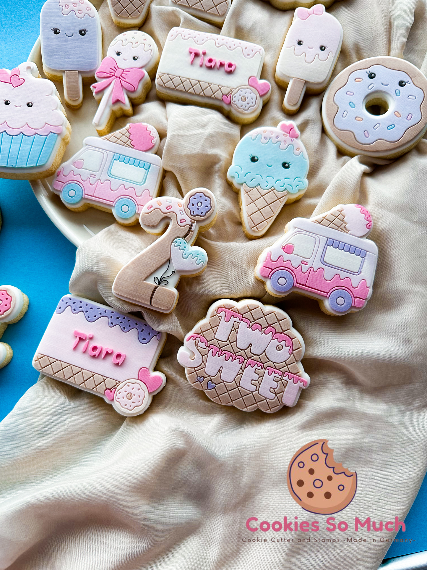 Two Sweet Text auf Waffel pattern Acryl debosser und ausstecher