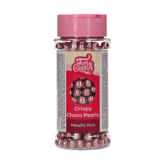 FunCakes Knusprige Choco Perlen - Metallic Pink 60g