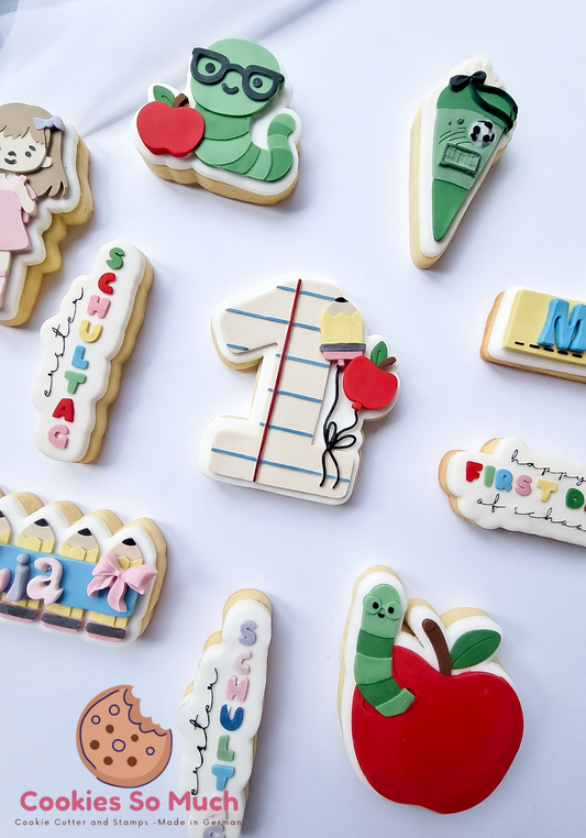 Nummer 1 mit Stift und Apfe Ballon Debosser und Ausstecher