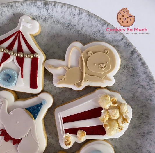 Grabador de relieve y cortador de galletas de león de circo