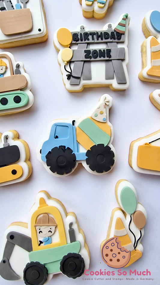 Betonmischer mit party hut debosser und ausstecher