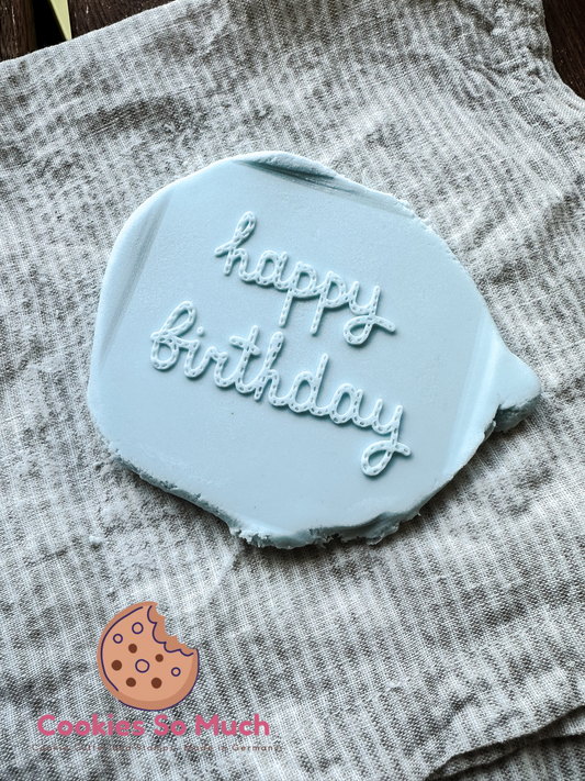 Happy Birthday mit Spurstreifen acryl debosser und ausstecher