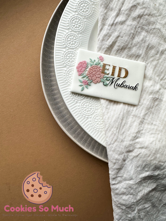 Eid Mubarak mit Blumen acryl debosser und ausstecher
