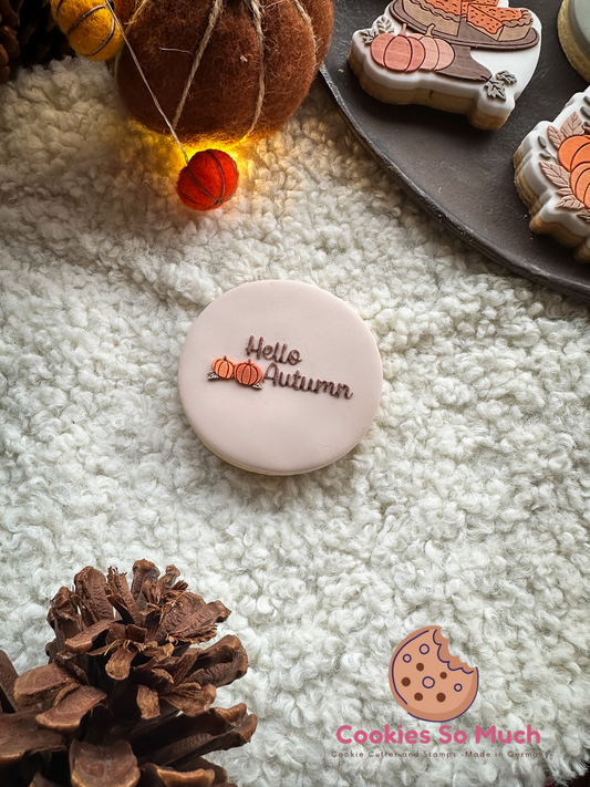 Hello Autumn mit Kürbissen acryl debosser