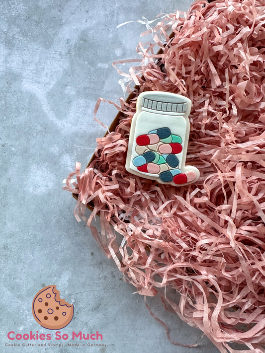 Dose mit Medikamenten acryl Debosser + Ausstecher