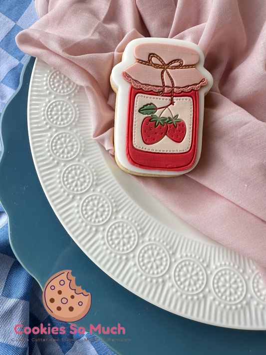 Erdbeer Marmeladenglas acryl debosser und ausstecher