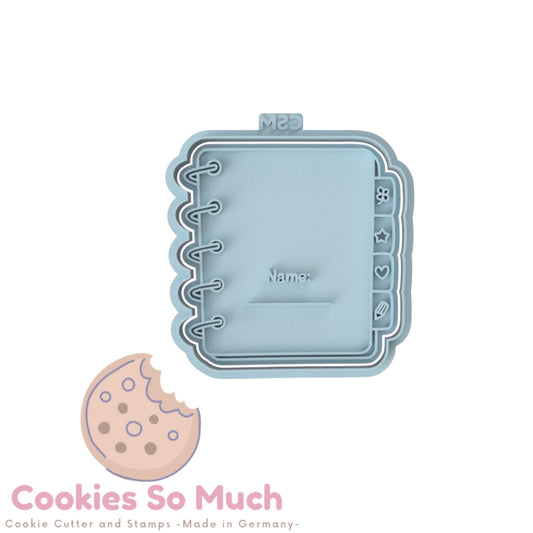 Notizheft mit Name Stempel und Ausstecher