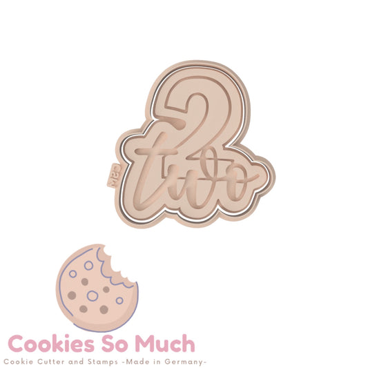 Zahl 2 handgeschrieben two Debosser & Ausstecher