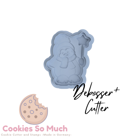 Pinguin mit Stern debosser und ausstecher