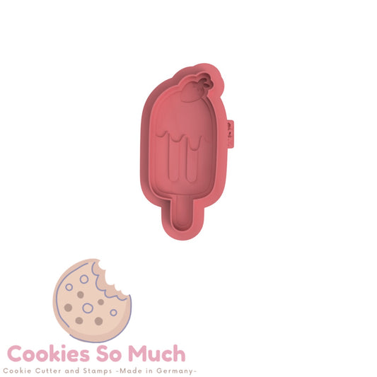 Eis am Stiel mit Erdbeere debosser und ausstecher