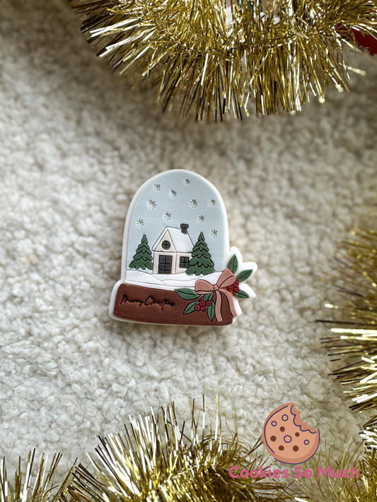 Schneekugel mit Haus und Tannen Acryl debosser und ausstecher