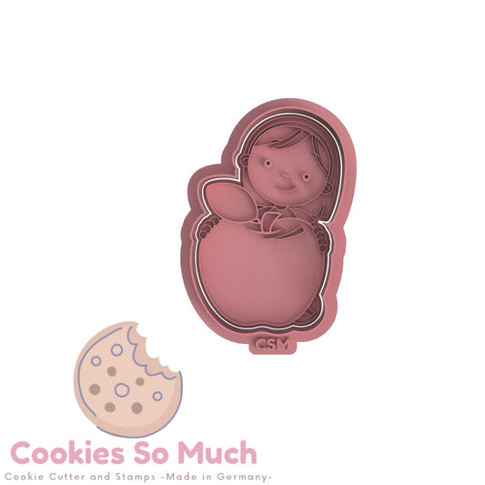 Mädchen mit Apfel Stempel und Ausstecher (Kopie)