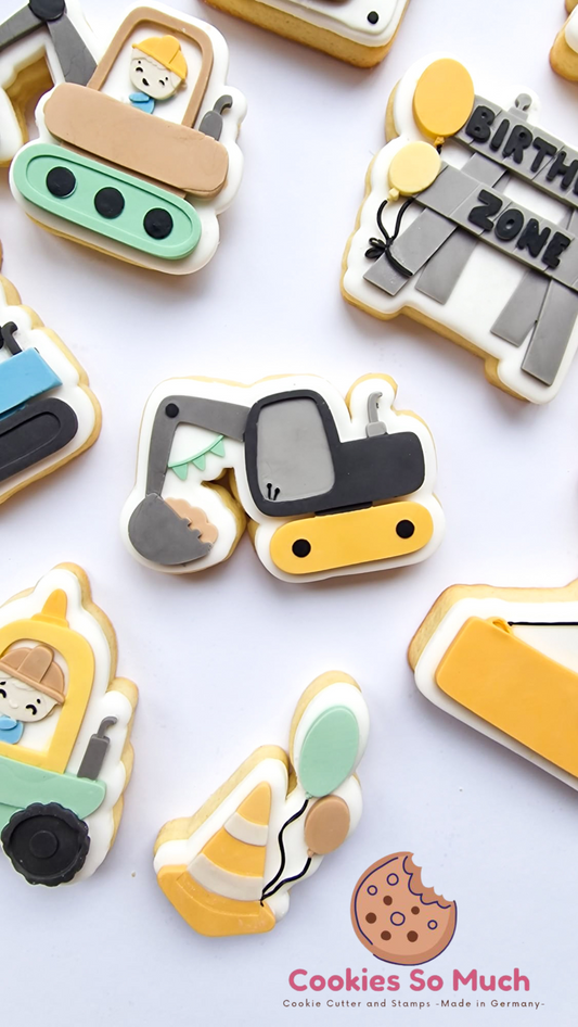 Bagger mit wimpel debosser und ausstecher