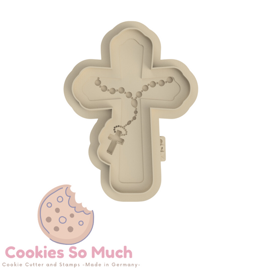 Kreuz mit Rosenkranz debosser und ausstecher