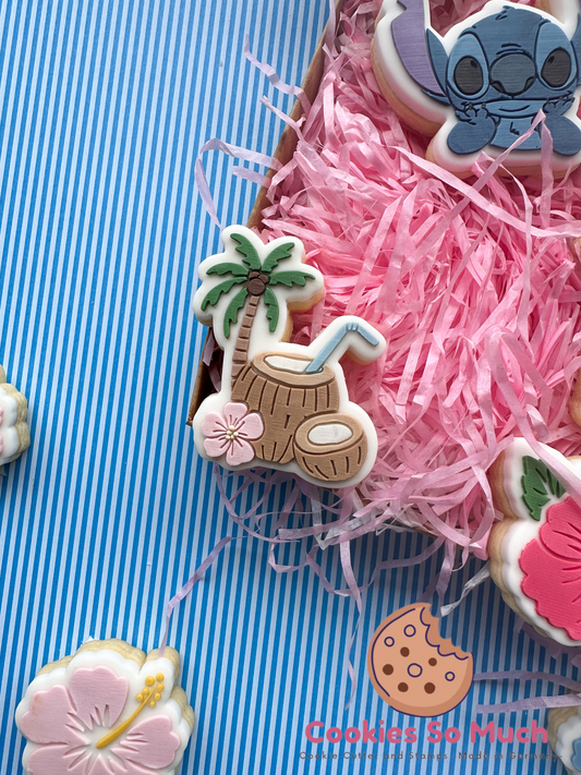 Kokonuss drink mit Palme acryl debosser + ausstecher