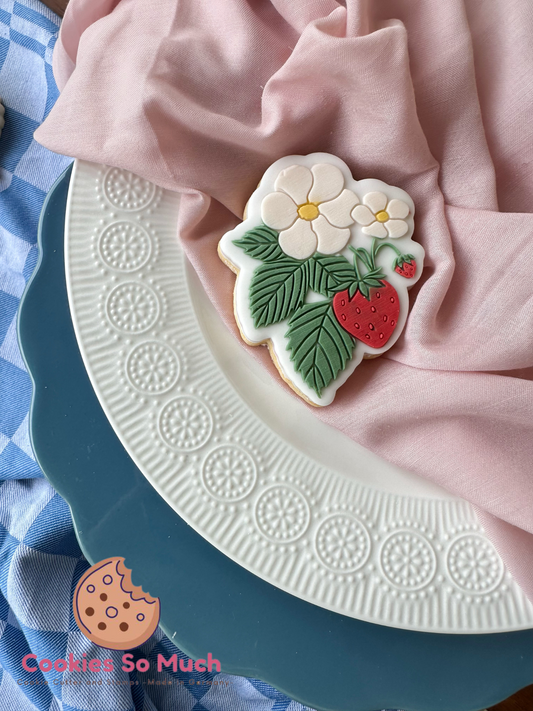 Erdbeeren mit Blüte acryl debosser und ausstecher