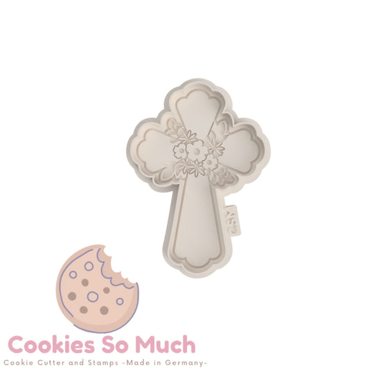 Kreuz mit blumendebosser und ausstecher