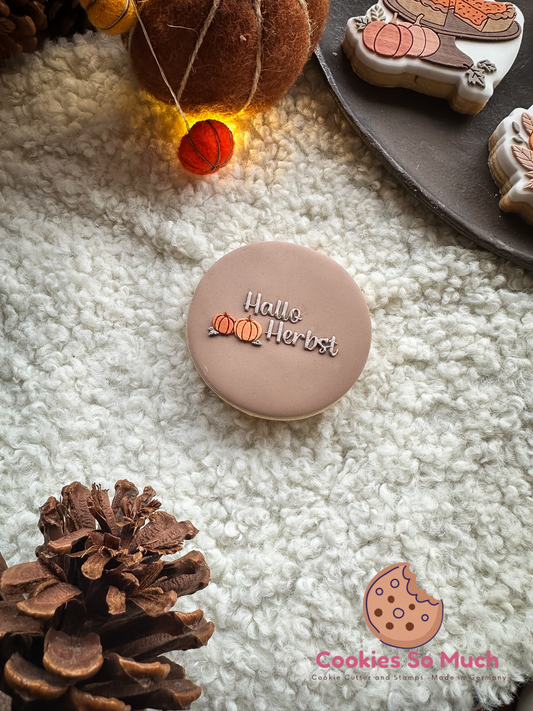 Hallo Herbst mit Kürbissen acryl debosser