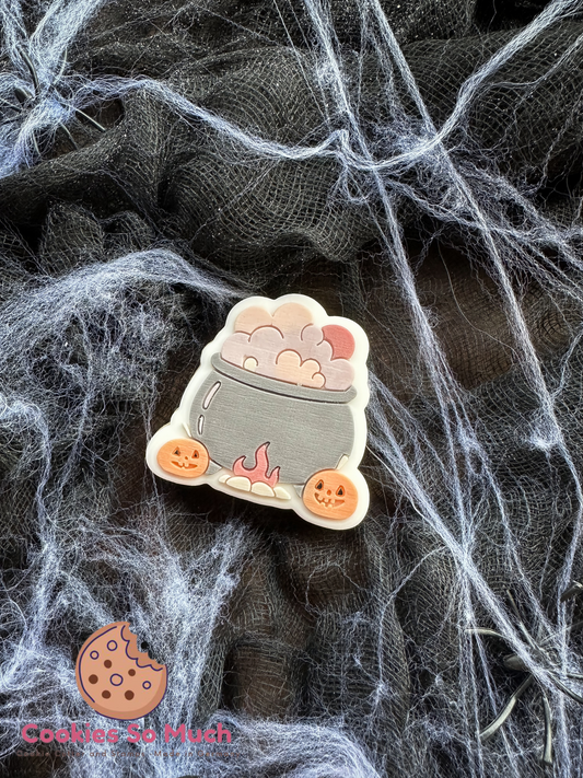 Hexenkessel mit Kürbisse acryl debosser und ausstecher