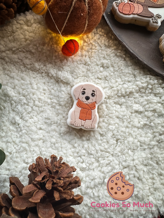 kleiner Hund mit Schal acryl debosser und ausstecher