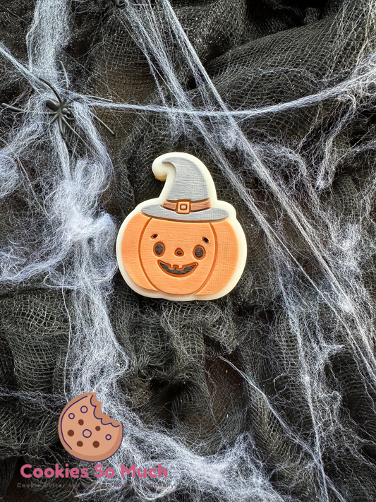 Kürbis mit Hexen hut acryl debosser und ausstecher
