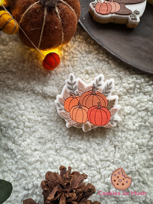 Kürbisse mit Blätter acryl debosser und ausstecher