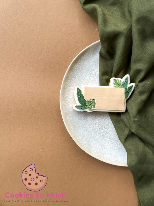 Holz Rahmen mit Dschungel Blättern Acryl Debosser + Ausstecher