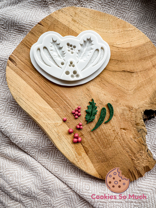 Mistelzweig blätter und beeren Silikonform