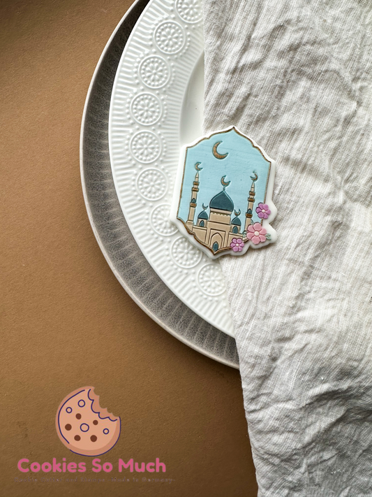 moschee in orientalischer rahmen blumen acryl debosser und ausstecher