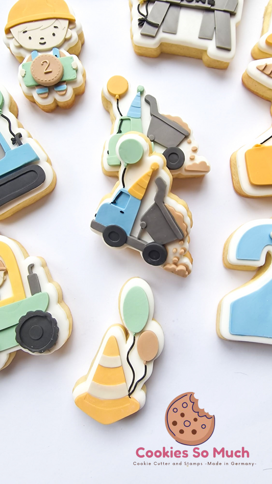 Muldenkipper mit Ballon und parthut debosser und ausstecher