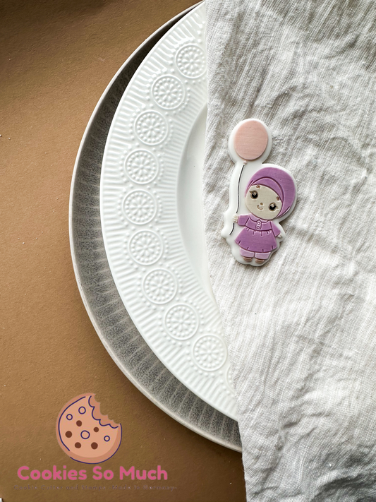 muslimisches Mädchen mit Ballon acryl debosser und ausstecher