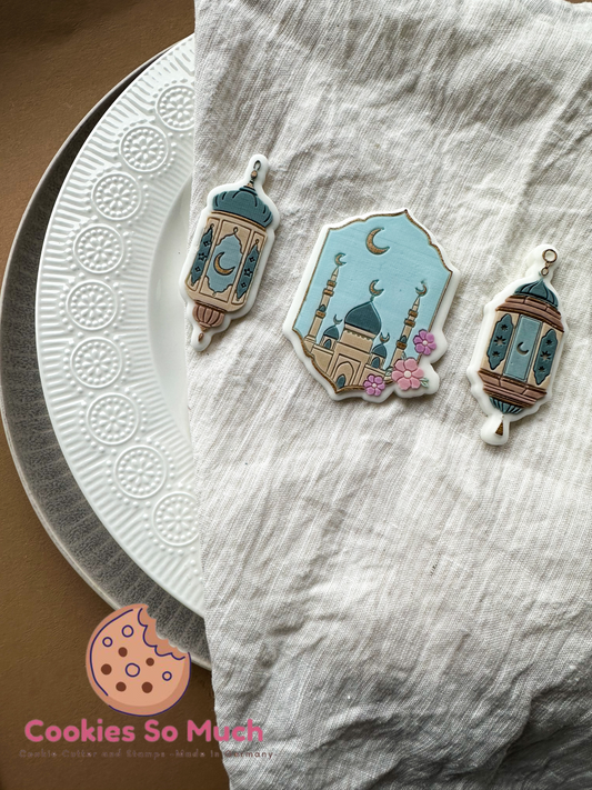 moschee in orientalischer rahmen blumen acryl debosser und ausstecher